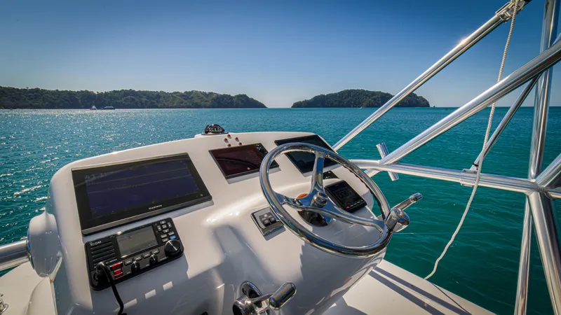 Slide: The Image of 2024 Maverick Yachts Costa Rica 36 Walkaround helm with ocean view. - 14
