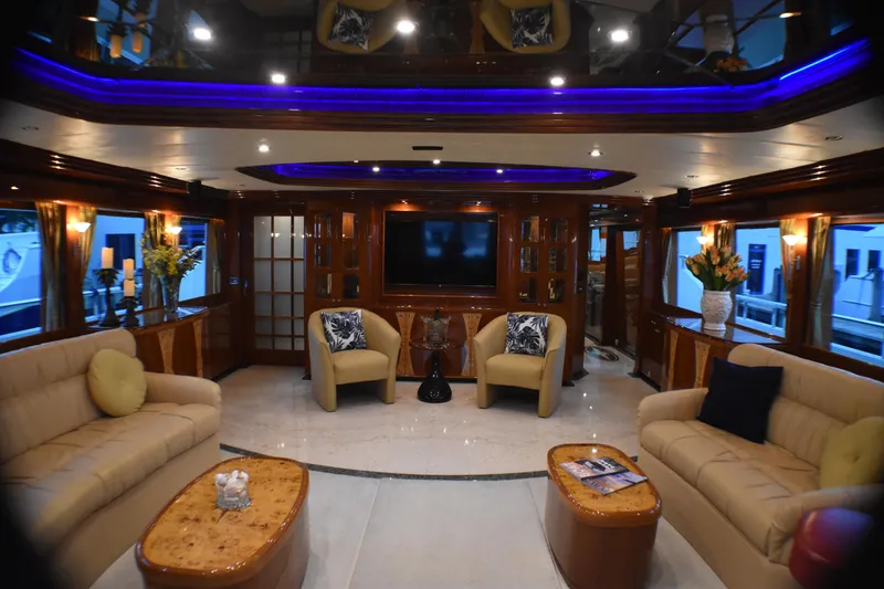 Slide: The Image of Luxurious yacht interior with elegant seating, ambient lighting, and modern decor, Johnson Country Kitchen 2006. - 35
