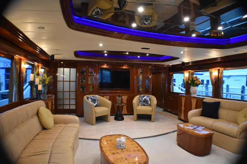 Slide: The Image of Luxurious yacht interior with elegant seating, ambient lighting, and modern decor, Johnson Country Kitchen 2006. - 37