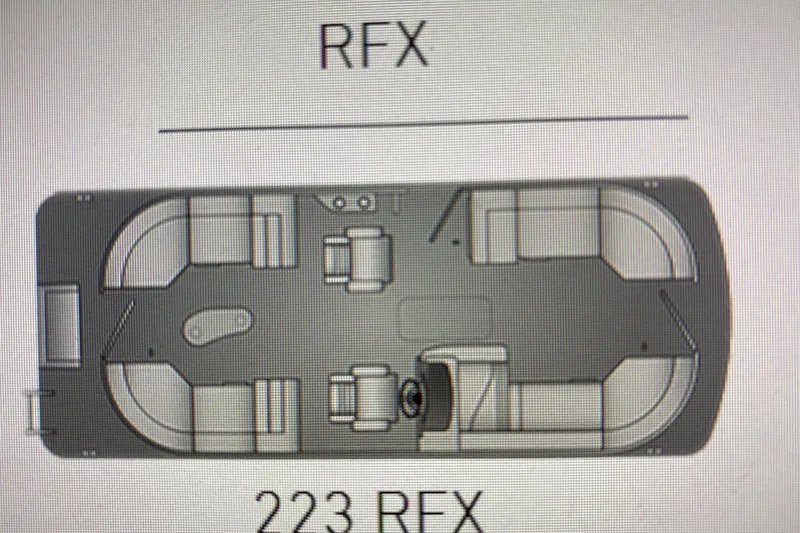 Slide: The Image of Floor plan of 2022 Xcursion 223 RFX pontoon boat layout. - 14