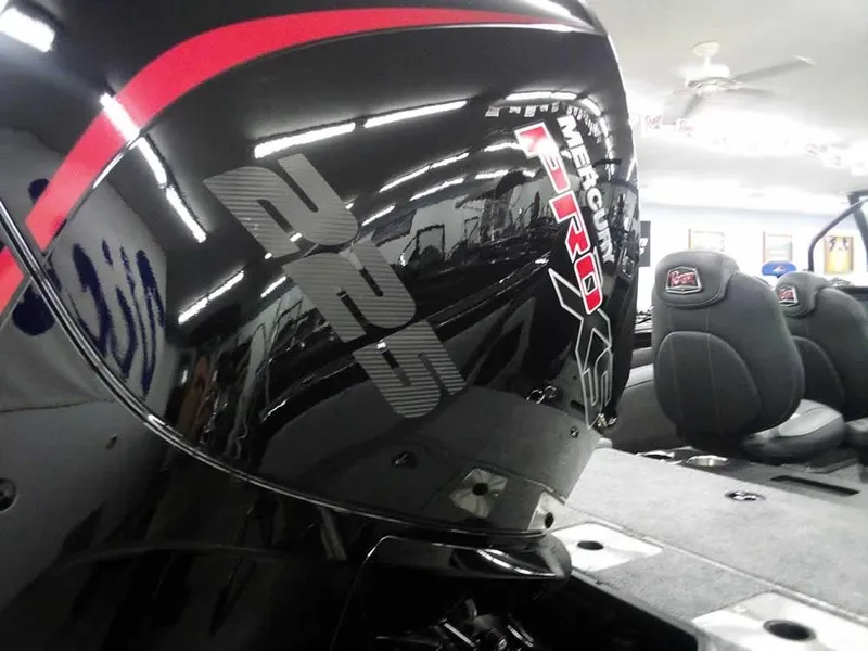 Slide: The Image of 2025 Ranger VX1888 WT boat with Mercury Pro engine in showroom. - 13