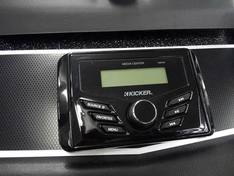Slide: The Image of Kicker media center in 2025 Ranger VX1888 WT boat dashboard. - 25