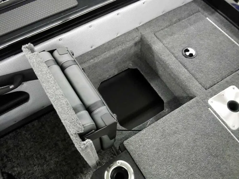 Slide: The Image of 2025 Ranger VX1888 WT boat interior with storage compartments and seating. - 37
