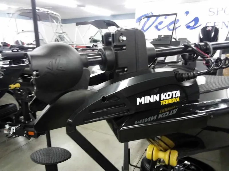 Slide: The Image of Minn Kota Terrova motor on 2025 Ranger VX1888 WT boat in showroom. - 7
