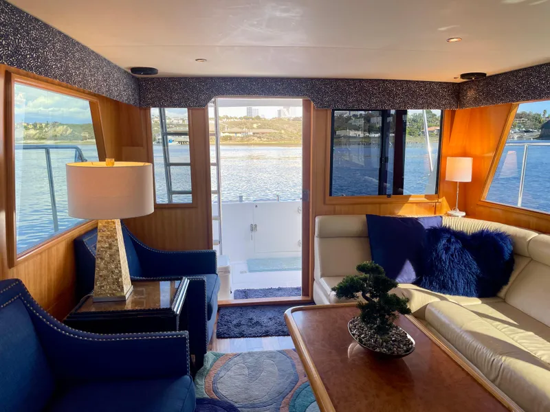 Slide: The Image of Luxurious interior of 2003 Ocean Alexander 510 Classico yacht with elegant seating and scenic views. - 37
