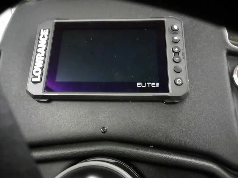 Slide: The Image of Lowrance Elite fishfinder on 2025 Ranger RT188P boat dashboard. - 24