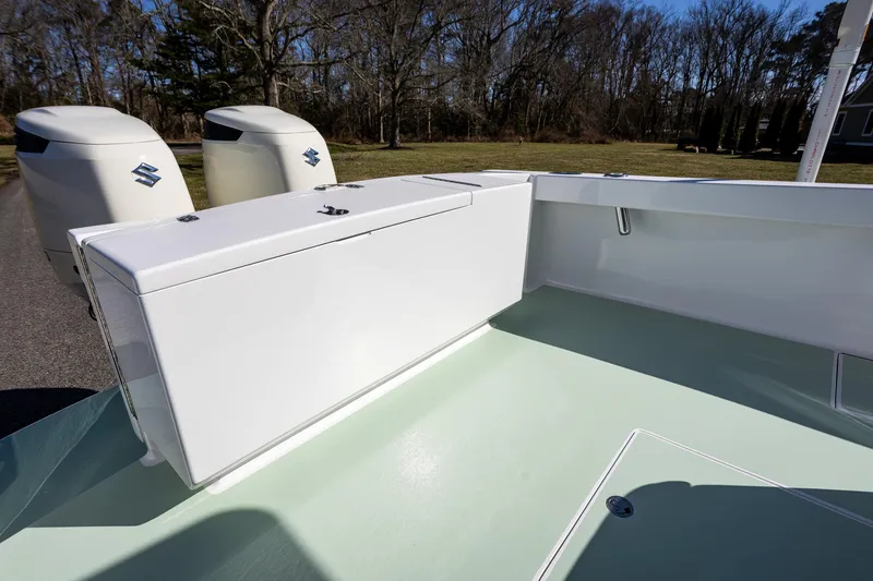 Slide: The Image of 2005 French Yachts 34 Center Console with dual Suzuki engines, outdoor view. - 33