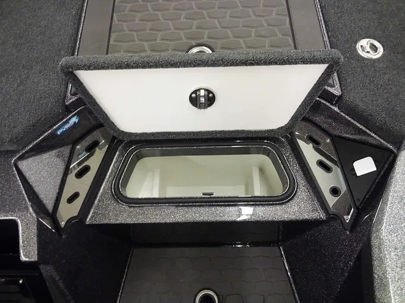 Slide: The Image of 2025 Ranger Z521R Garmin Ranger Cup Equipped boat storage compartment. - 12