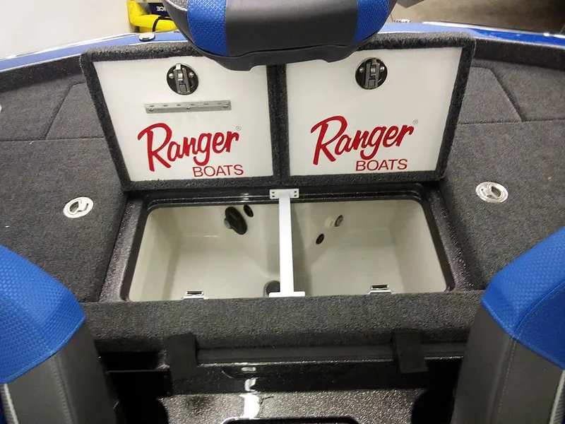 Slide: The Image of 2025 Ranger Z521R Garmin Ranger Cup Equipped boat storage compartments. - 32