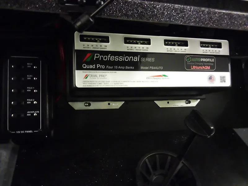 Slide: The Image of 2025 Ranger Z521R Garmin Ranger Cup battery charger, Professional Series Quad Pro, four 15 Amp banks. - 36