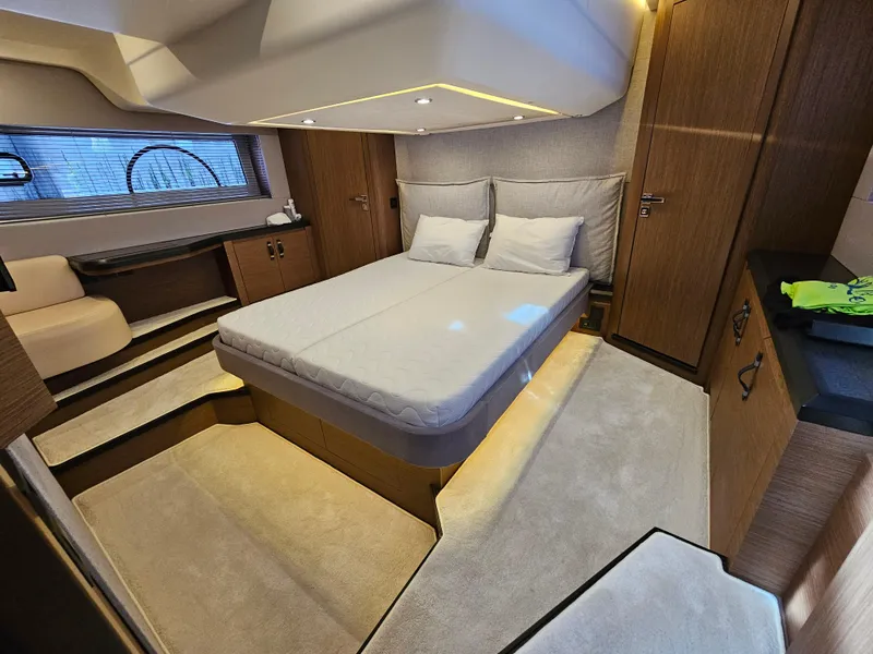 Slide: The Image of Luxurious cabin interior of 2021 Beneteau Monte Carlo 52 yacht with modern design. - 17