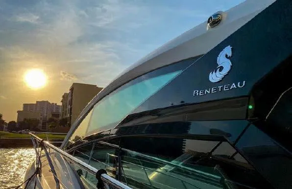 Slide: The Image of Beneteau Gran Turismo 40 yacht at sunset, 2019 model, sleek design. - 23