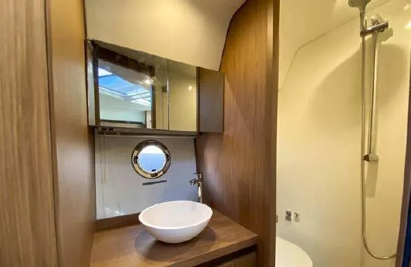 Slide: The Image of Luxurious bathroom in 2019 Beneteau Gran Turismo 40 yacht with modern fixtures. - 32