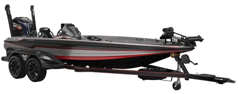 Slide: The Image of 2025 Skeeter FXR21L bass boat on trailer, featuring sleek design and modern equipment. - 1