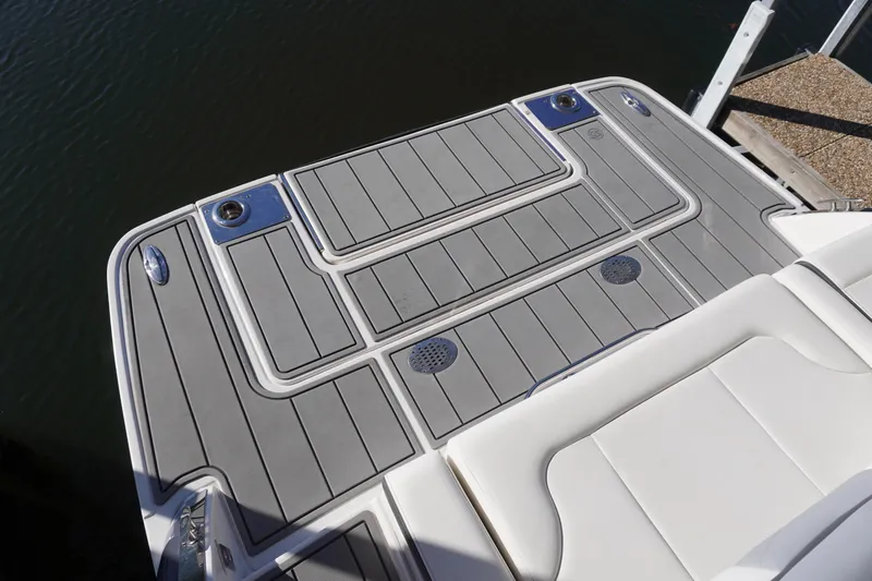 Slide: The Image of 2022 Chaparral 287 SSX boat deck with sleek, modern design and non-slip surface. - 2