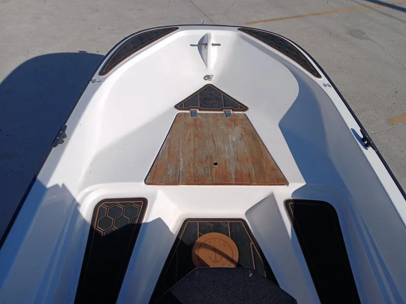 Slide: The Image of 1980 Boston Whaler 15 Montauk boat on trailer in outdoor setting. - 3