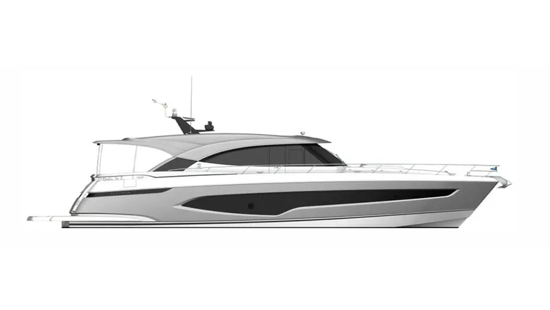 The Image of 2026 Riviera 6800 Sport Yacht Platinum Edition, sleek design, side view. - 0