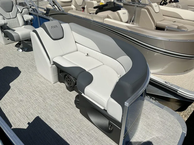 Slide: The Image of Luxurious seating on 2025 Avalon LSZ - 23 FT pontoon boat, featuring modern design and comfort. - 3