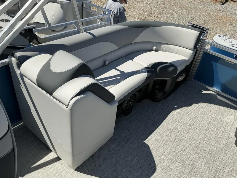 Slide: The Image of Luxurious seating on 2025 Avalon LSZ - 23 FT pontoon boat, featuring modern design and comfort. - 7