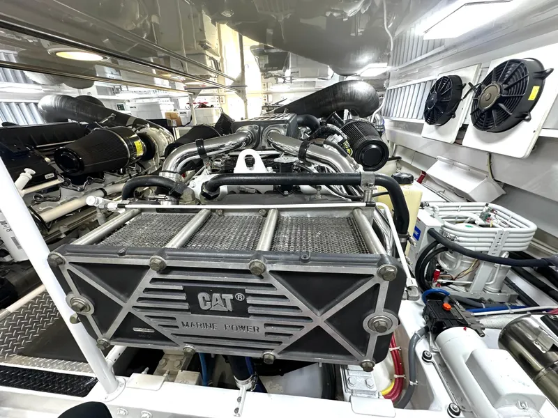 Slide: The Image of Engine room of 2008 Viking 64 Enclosed Bridge with CAT marine power. - 13