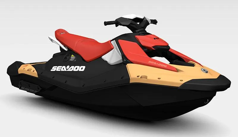 Slide: The Image of 2025 Sea-Doo Spark for 3, 90 hp iBR, in vibrant red and black design. - 3
