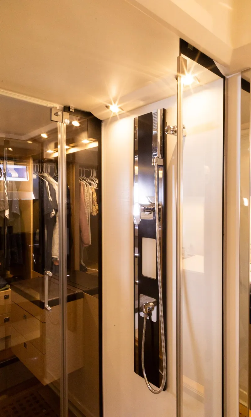 Slide: The Image of Luxurious bathroom interior of 2018 Prestige 560 Flybridge yacht with modern shower design. - 28