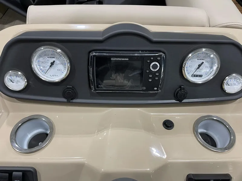 Slide: The Image of Dashboard of 2025 Bentley Pontoons 223 Fish with gauges and controls. - 11