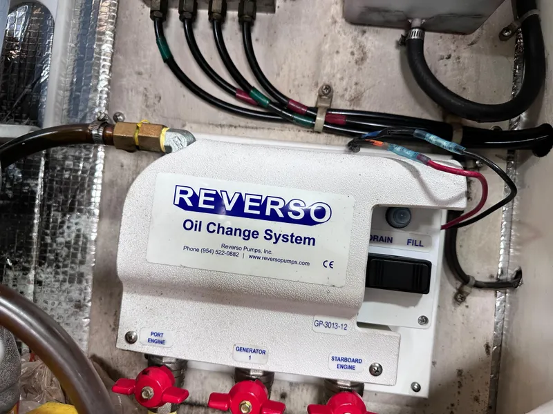 Slide: The Image of Fire suppression system in a 1990 Ocean Yachts 48 Super Sport engine room. - 28