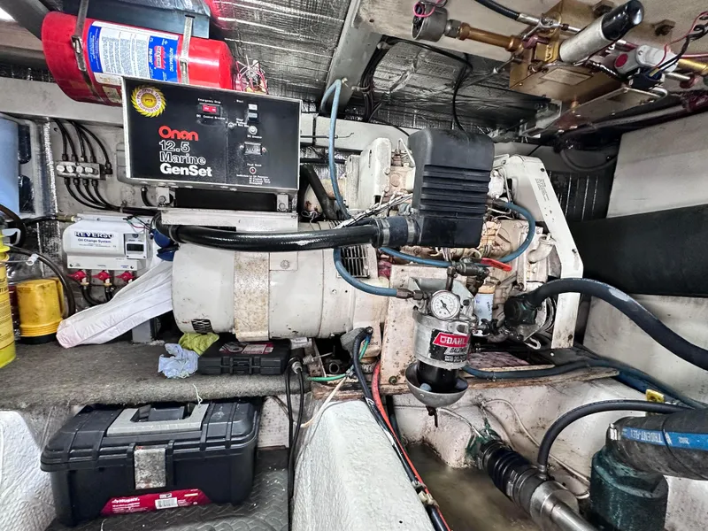 Slide: The Image of Reverso oil change system in 1990 Ocean Yachts 48 Super Sport engine room. - 29