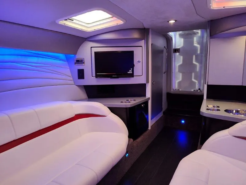 Slide: The Image of Luxurious interior of a 2015 Formula 382 FASTech boat with modern seating and ambient lighting. - 18