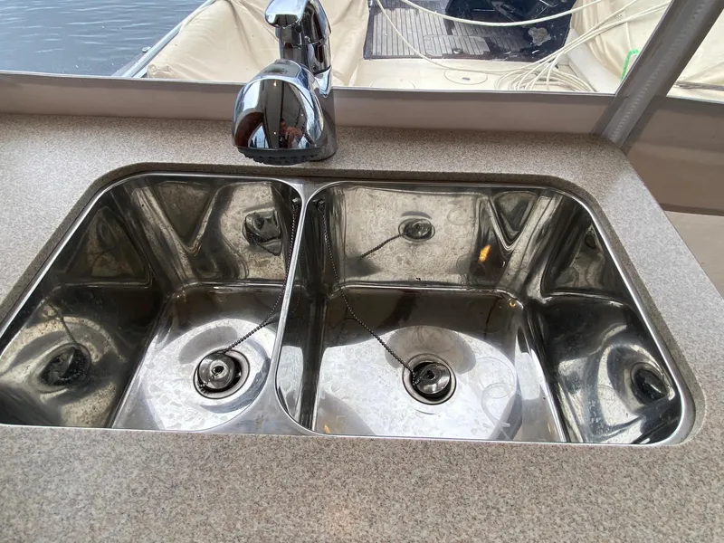 Slide: The Image of Stainless steel double sink on Pearson 38 True North boat, 2010 model. - 19