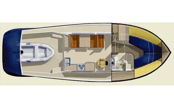 Slide: The Image of Top view layout of 2010 Pearson 38 True North boat interior design. - 34