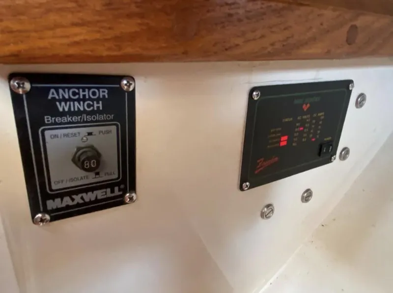 Slide: The Image of Control panels on a 1995 Catalina 36 MkII sailboat, featuring anchor winch breaker. - 36