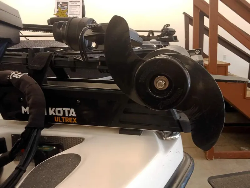 Slide: The Image of 2020 Bass Cat Puma FTD with Minn Kota Ultrex trolling motor, close-up view. - 7