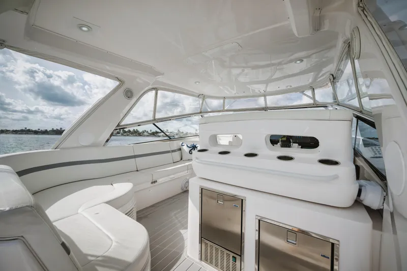 Slide: The Image of Luxurious interior of 2018 Intrepid 475 Sport Yacht with sleek seating and modern amenities. - 25