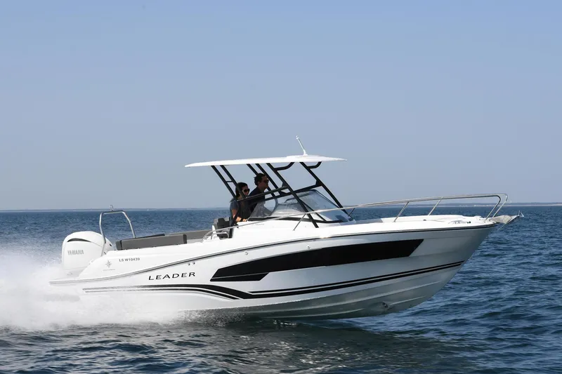 Slide: The Image of 2022 Leader 7.5 WA boat cruising on open water, side view. - 3