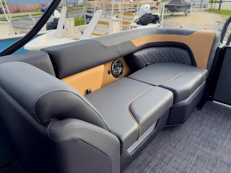 Slide: The Image of Luxurious seating on 2025 Godfrey Sweetwater 22' Split Bench Tritoon, featuring elegant design and comfort. - 20