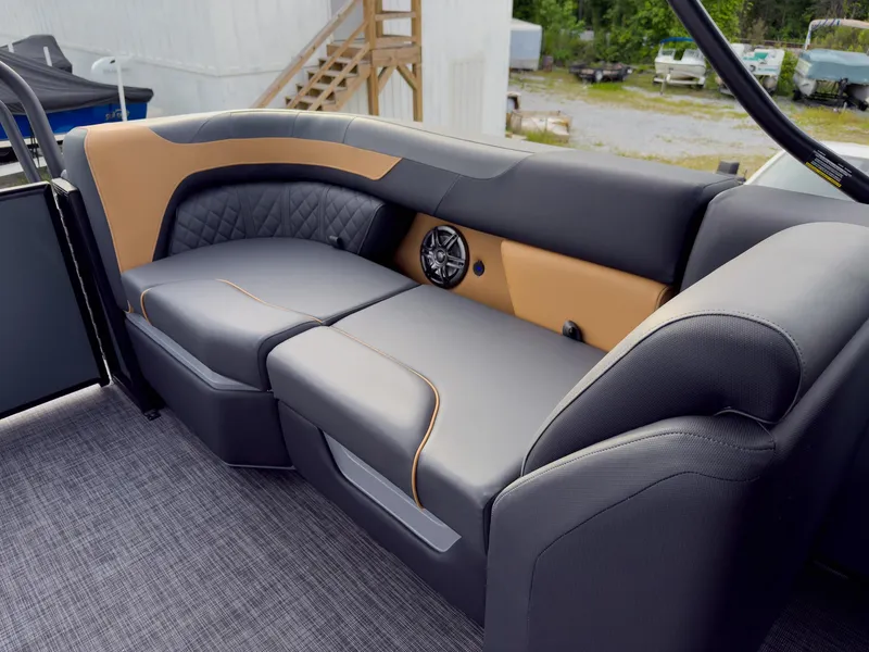 Slide: The Image of Luxurious seating on 2025 Godfrey Sweetwater 22' Split Bench Tritoon, featuring sleek design and premium materials. - 21