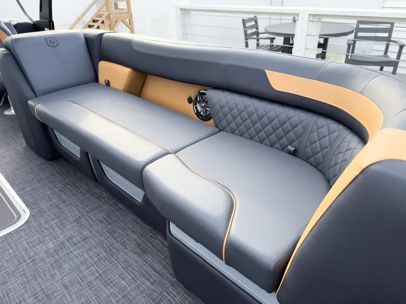 Slide: The Image of Luxurious seating on 2025 Godfrey Sweetwater 22' Split Bench Tritoon, featuring elegant design and comfort. - 8