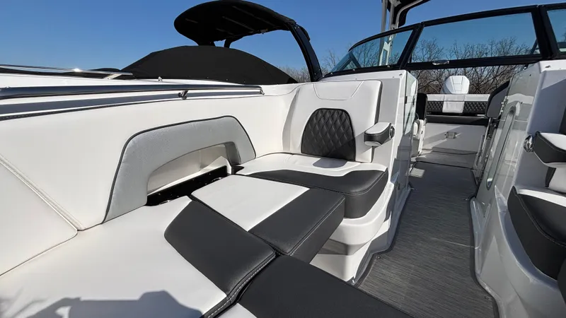 Slide: The Image of 2025 Monterey M65 boat interior with luxurious seating and modern design. - 30