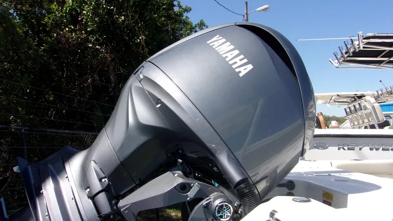 Slide: The Image of Yamaha outboard motor on 2025 Key West 210 Bay Reef boat. - 10
