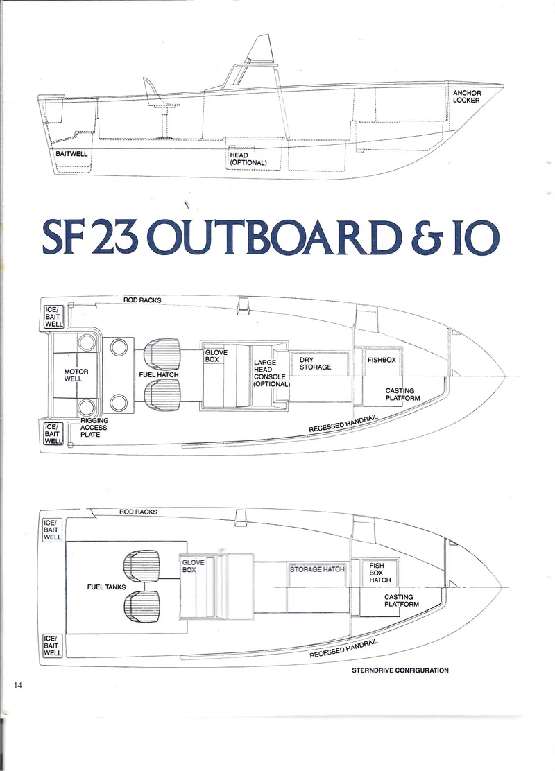 Slide: The Image of 1977 SeaCraft SF 23 IO boat layout diagram, showcasing interior and exterior design features. - 11