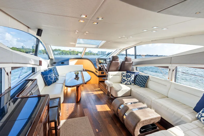 Slide: The Image of Luxurious interior of 2014 Sunseeker 68 Sport Yacht with elegant wood cabinetry. - 8