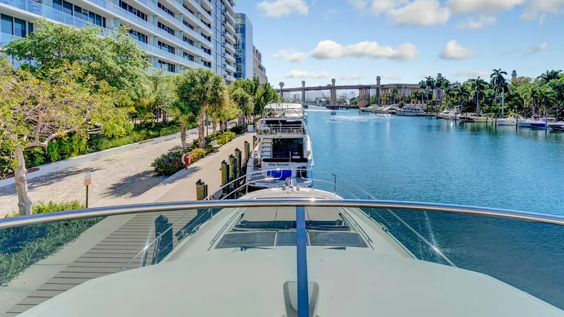 Slide: The Image of Luxury yacht Prestige 680 docked in scenic marina, 2018 model. - 30