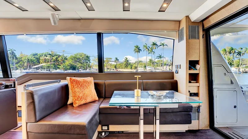 Slide: The Image of Luxurious interior of 2018 Prestige 680 yacht with scenic ocean view. - 44