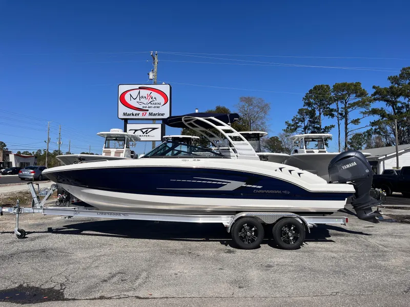 The Image of 2025 Chaparral 23 SSi OB boat on trailer at Marker 17 Marine dealership. - 0