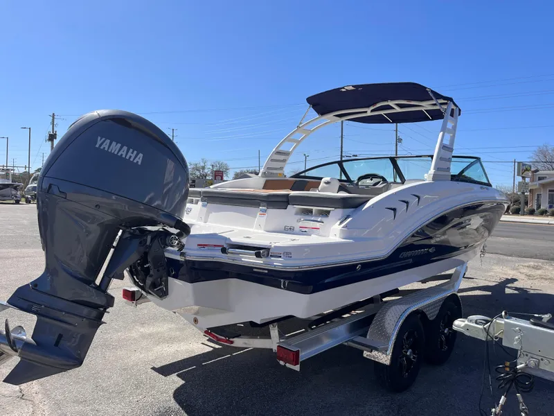 Slide: The Image of 2025 Chaparral 23 SSi OB boat with Yamaha outboard motor on trailer. - 3