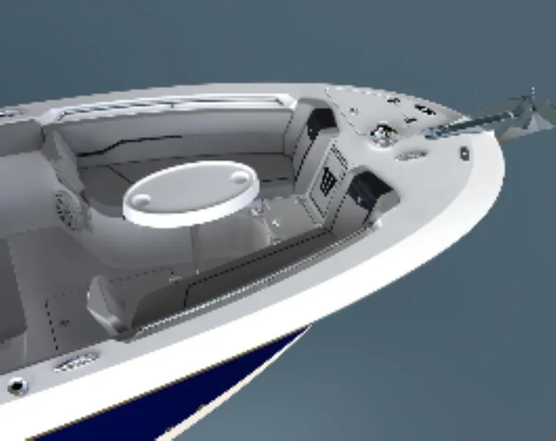 Slide: The Image of 2025 Wellcraft 243 Fisherman boat interior with seating and table. - 3