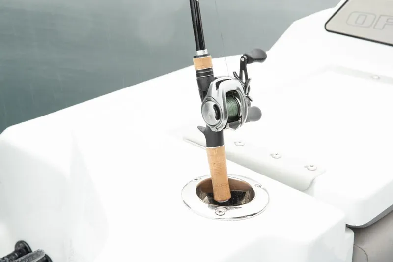 Slide: The Image of Fishing rod holder on 2025 Wellcraft 202 Fisherman boat deck. - 27
