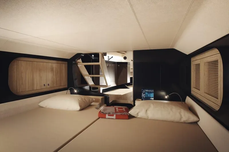 Slide: The Image of Luxurious cabin interior of 2025 Windy SRL/SR60 yacht with cozy bedding and modern design. - 12